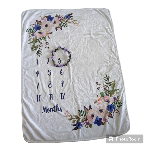 Other - 2/$10 Purple floral milestone blanket